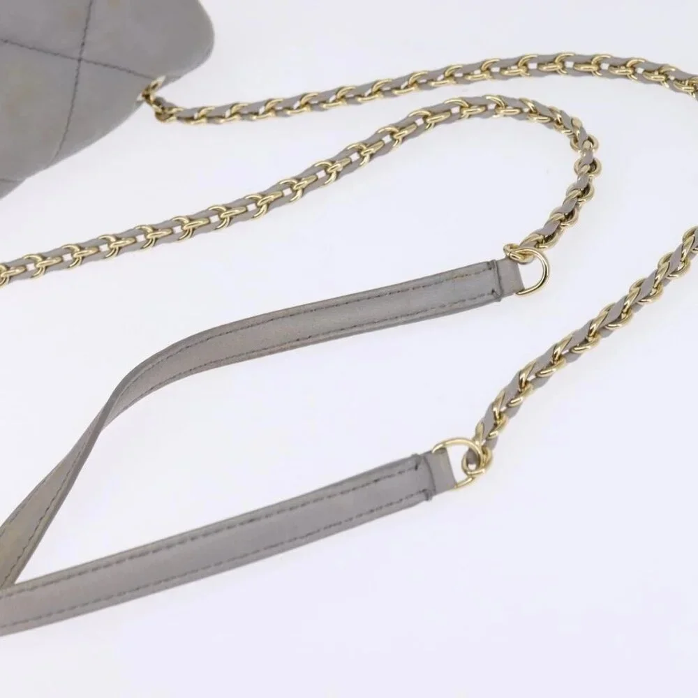 Salvatore Ferragamo Chain Vala Shoulder Bag Leather Gray Gold Auth 147515 - Picture 8 of 16